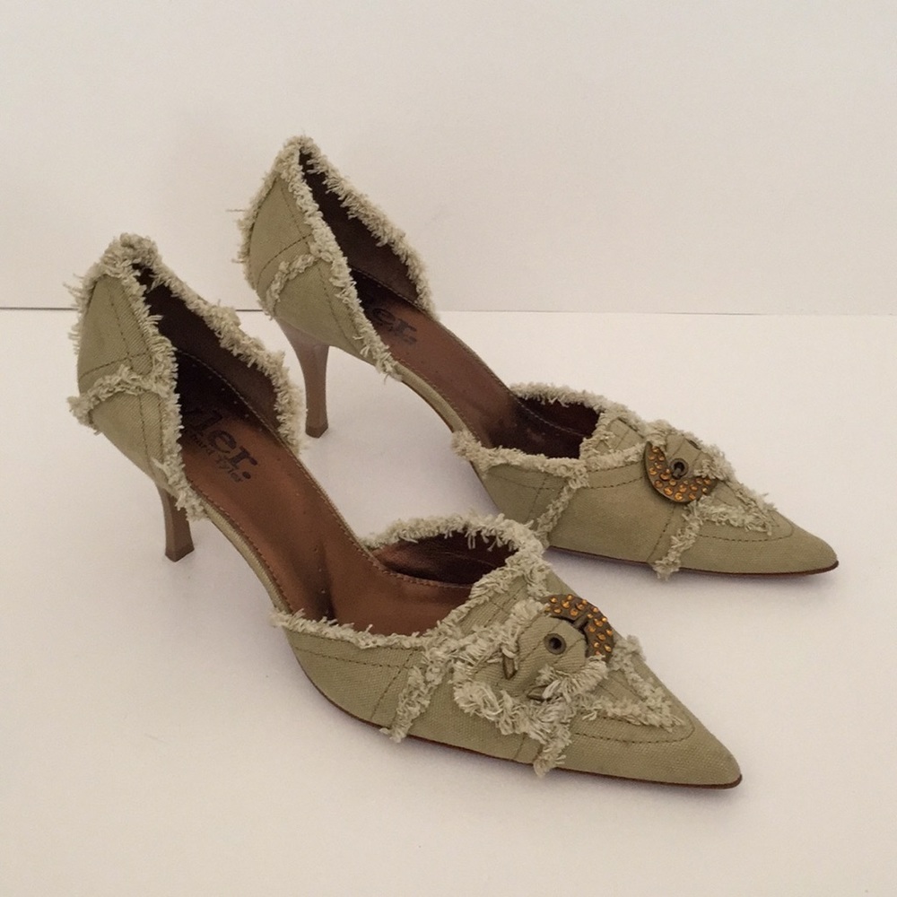 NWT Richard Tyler distressed fringe pumps - Picture 5 of 11